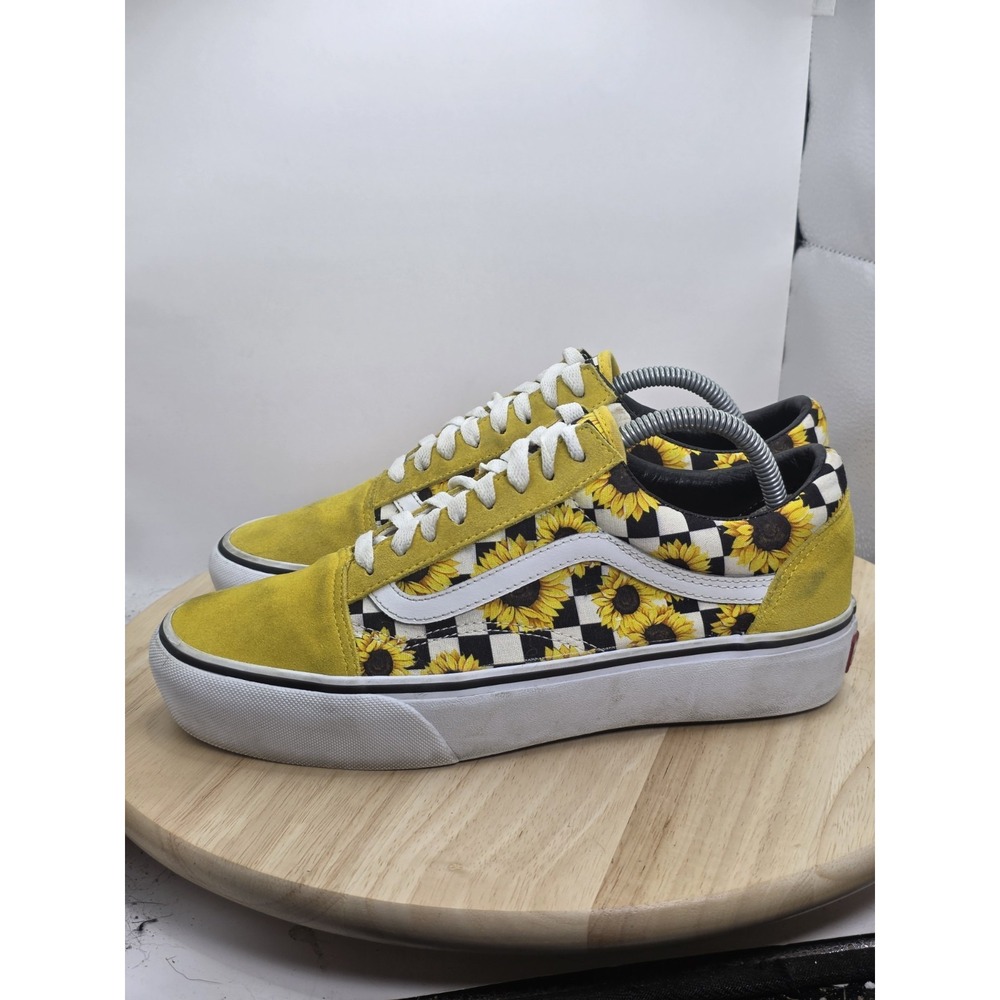 Mens Size 9 - Vans Off The Wall Customs Unisex Checkerboard Sunflower Sneaker